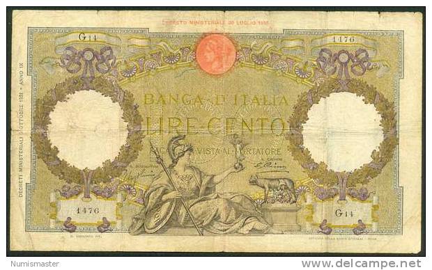 ITALIA , 100 LIRE  5.10 1931. - 100 Lire