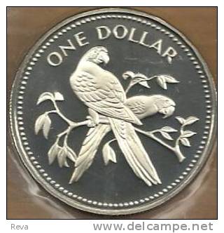 BELIZE $1 DOLLAR BIRD BIRDS FRONT EMBLEM BACK 1974 AG SILVER PROOF KM? READ DESCRIPTION CAREFULLY !!! - Belize