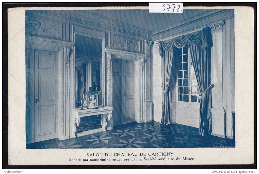 Genève - Cartigny ; Salon Du Château - Carte De La Société Auxiliaire (9772) - Cartigny