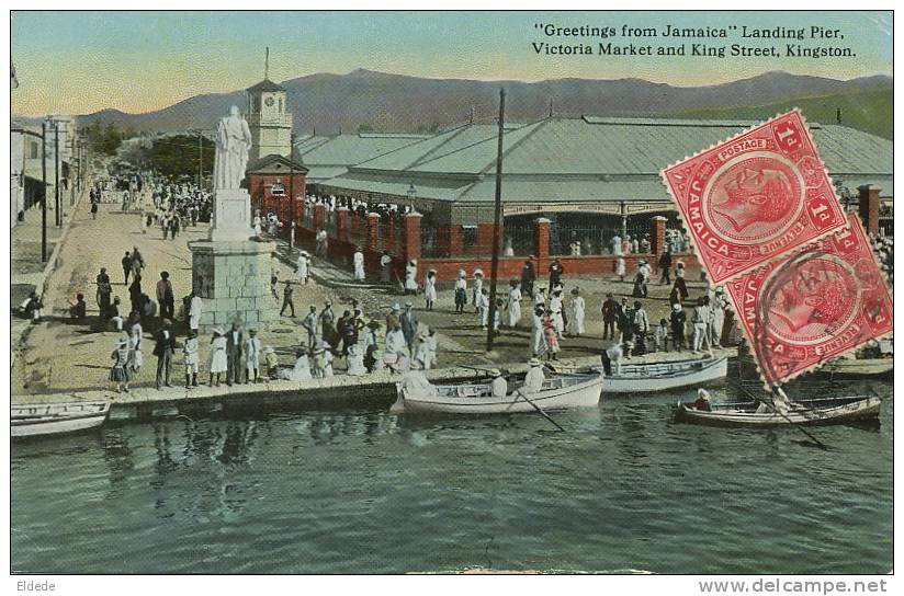 Jamaica ,  Kingston, King Street Victoria Market And Landing Pier  Stamped Not Used - Jamaïque