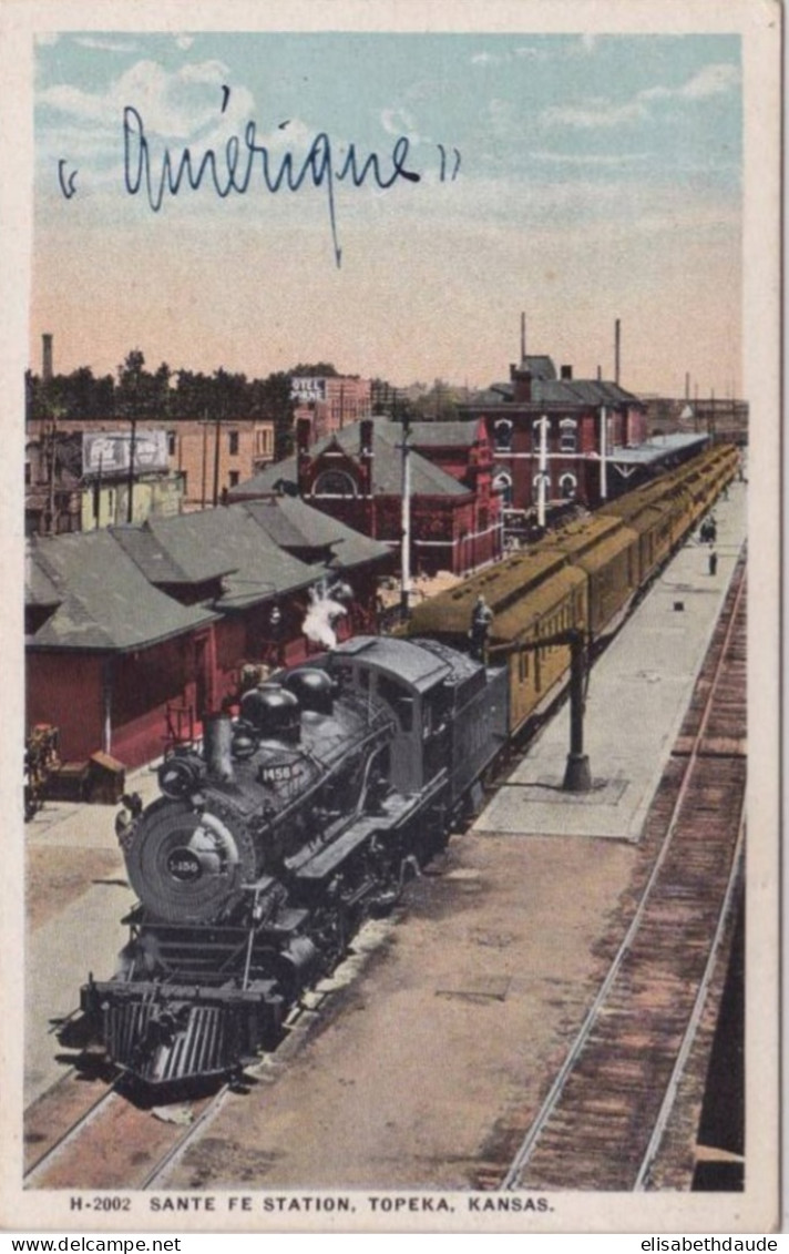 USA - CARTE POSTALE De La GARE De SANTE FE , TOPEKA, KANSAS -  TRES BEAU PLAN De TRAIN - LOCOMOTIVE - Topeka