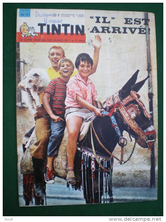 JOURNAL TINTIN N°51 1964 - COUVERTURE JEAN PIERRE TALBOT ALIAS TINTIN - Tintin