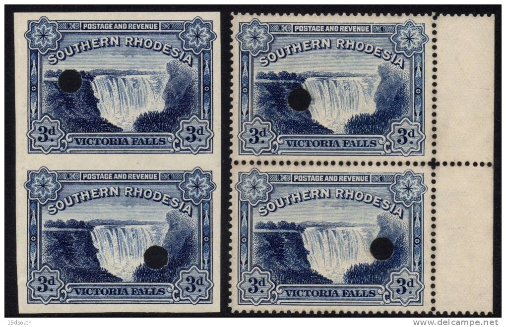 Southern Rhodesia - 1938 Victoria Falls 3d (**) # SG 35b , Mi 37A --- PROOFS IN PAIRS --- - Rhodesia Del Sud (...-1964)