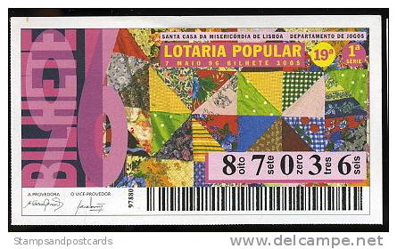 Loterie Populaire PORTUGAL 07-05-1996 Manteau Artisanat Loteria Lottery Handicraft - Billets De Loterie