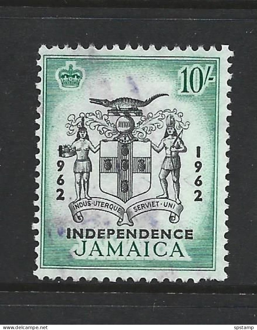 Jamaica 1962 Independence Overprints On QEII 10 Shilling Coat Of Arms FU - Jamaica (...-1961)