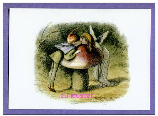 1 CARD PRINT With  ELF And FAIRY KISSING With MUSHROOM PIXIE FEE PILZ For SCRAPBOOKING FRAMING LOISIRS HOBBY CRAFTS - Altri & Non Classificati