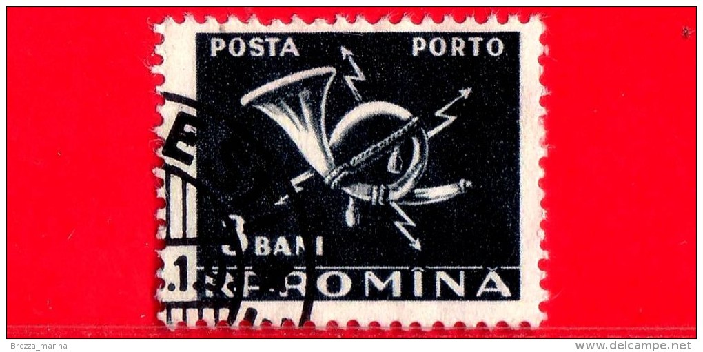 ROMANIA - 1957 - Poste E Telecomunicazioni - Corno Postale - Porto -  3 Bani - Strafport