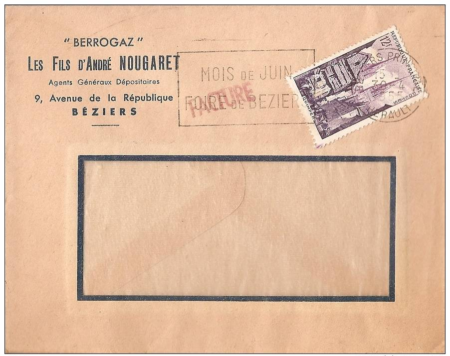 Nougaret Beziers Berrogaz-juin Foire De Beziers-1955-n° 979 - Lettres & Documents