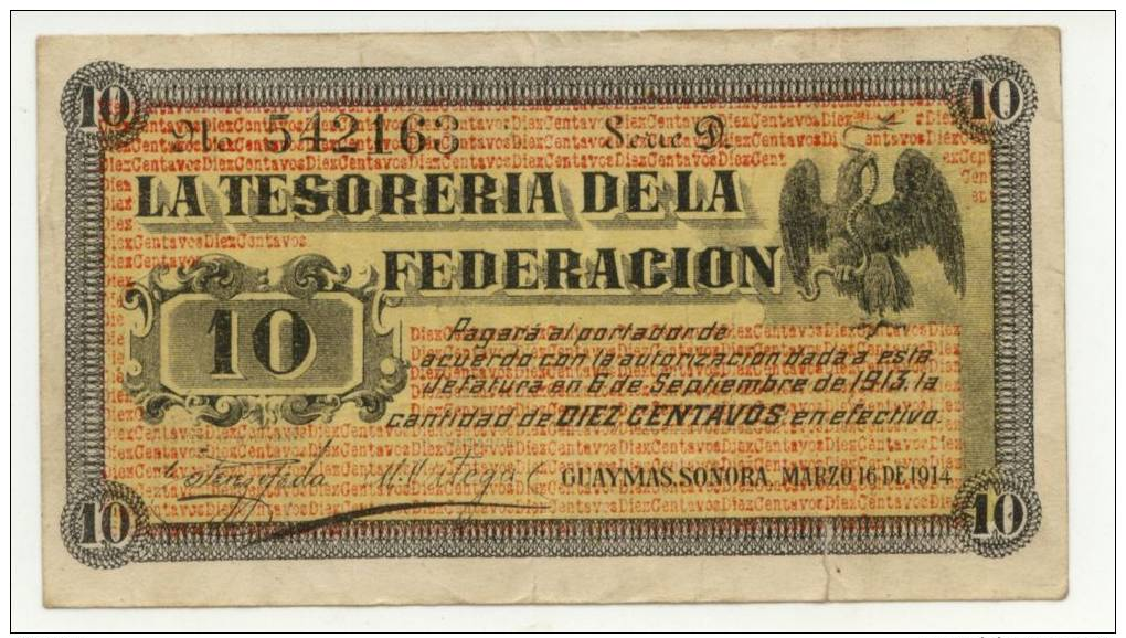 MEXIQUE : 10 Pesos Tesoreria De La Federacion (vf+) - Mexico