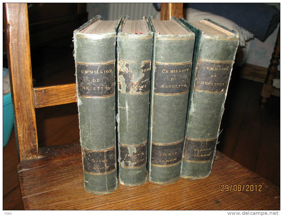 Un Million De Recettes - Encyclopédie D´Economie Domestique En 4 Volumes - Cuisine (b100) 4 Scans - Encyclopédies