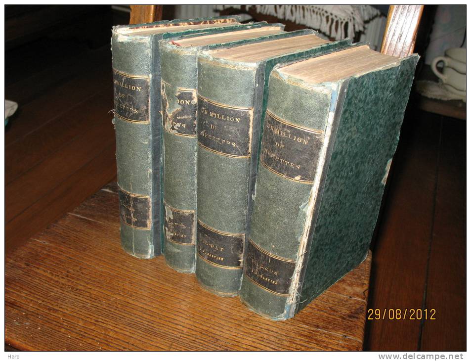 Un Million De Recettes - Encyclopédie D´Economie Domestique En 4 Volumes - Cuisine (b100) 4 Scans - Encyclopédies