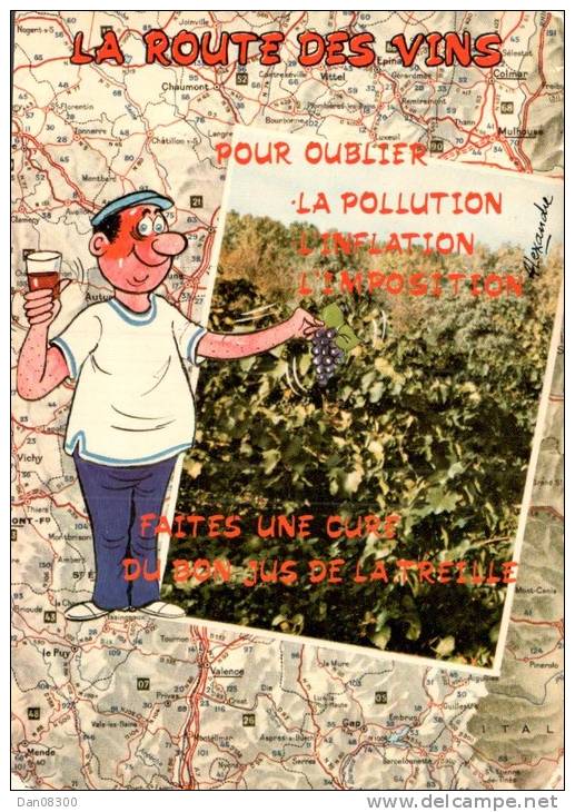 SERIE LA ROUTE DES VINS POUR OUBLIER LA POLLUTION... CPM PAS CIRCULEE - Humor