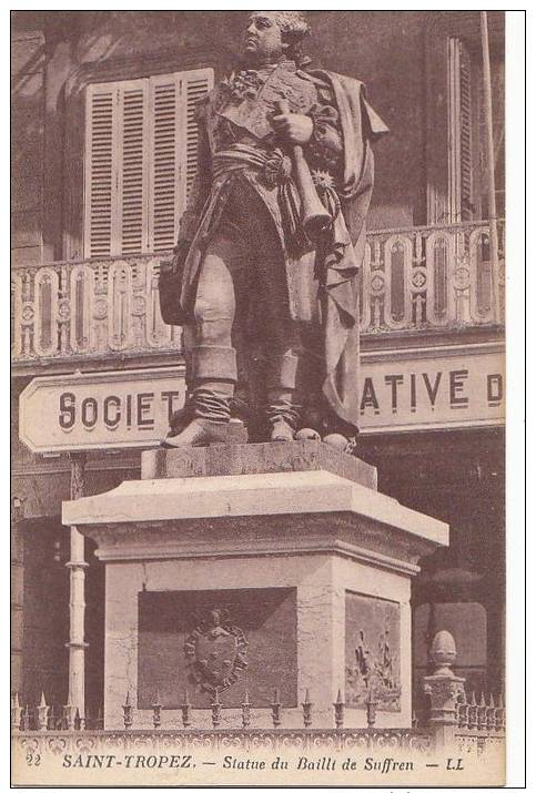 83 SAINT TROPEZ  Coin Du VILLAGE  STATUE Du Bailli DE SUFFREN  Sculpture - Saint-Tropez