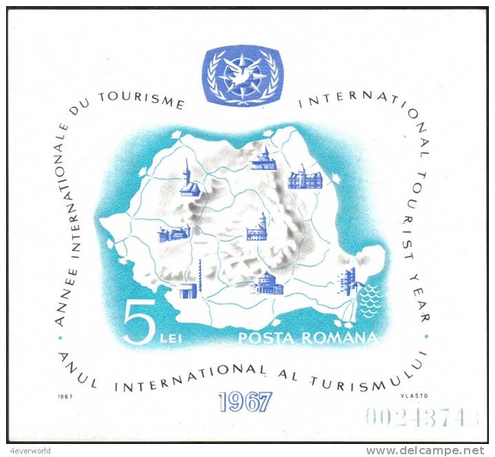 1967 International Tourist Year Map MS Romania Stamp MNH - Sammlungen