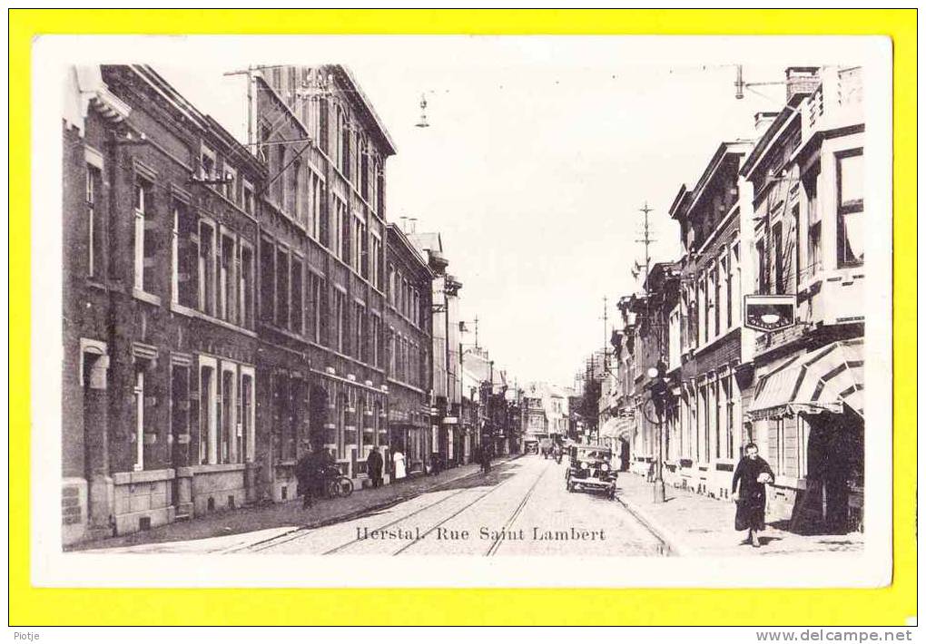 * Herstal (Liège - Luik - La Wallonie) * (P.J. Bruxelles) Rue Saint Lambert, Oldtimer, Old Car, Voiture, Tramway, Animée - Herstal