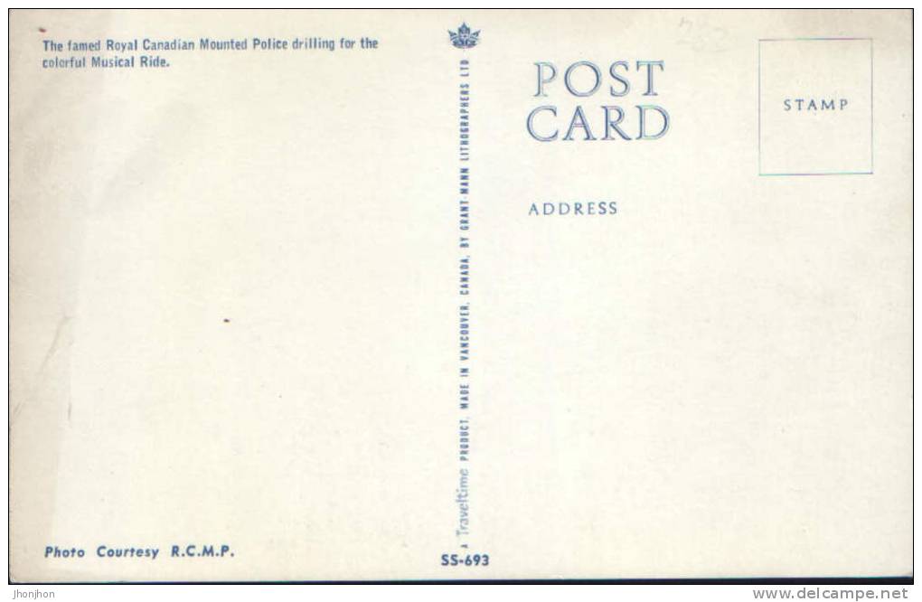 Canada-Postcard-The Famed Royal Canadian Mounted Police Drilling For The Colorful Musical Ride-unused - Police - Gendarmerie