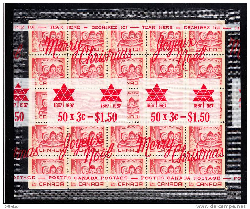 Canada MNH Scott #476q Cello Paq With 2 Miniature Panes Of 25 3c Children Carolling, Tagged W2B - Christmas - Feuilles Complètes Et Multiples