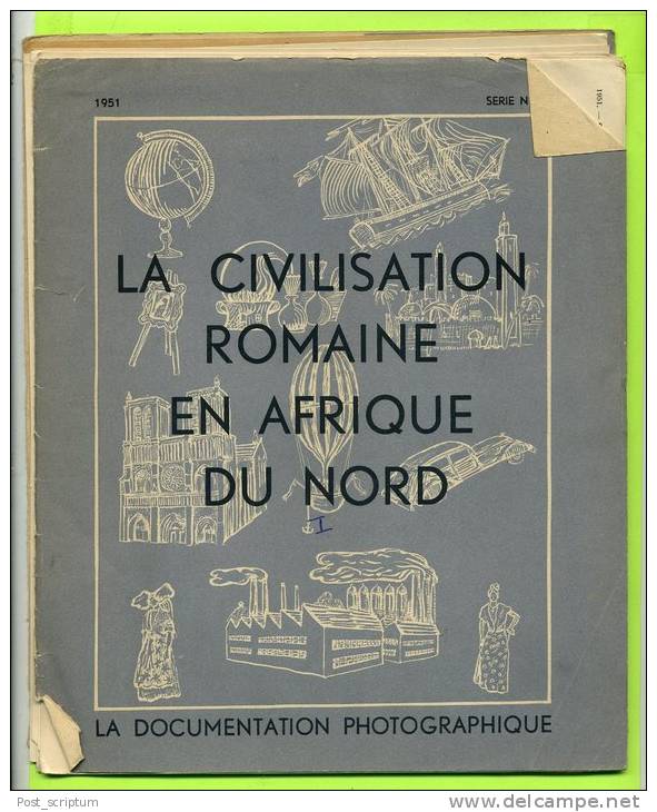 Vieux Papiers - Reproduction - Doc  Photographique : Civilisation Romaine - 5 Pochettes (manque 1 Planche) - Documents Historiques