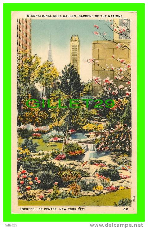 NEW YORK CITY, NY - INTERNATIONAL ROCK GARDEN, GARDENS OF THE NATIONS, ROCKEFELLER CENTER - ACADIA CARD CO - - Parks & Gardens