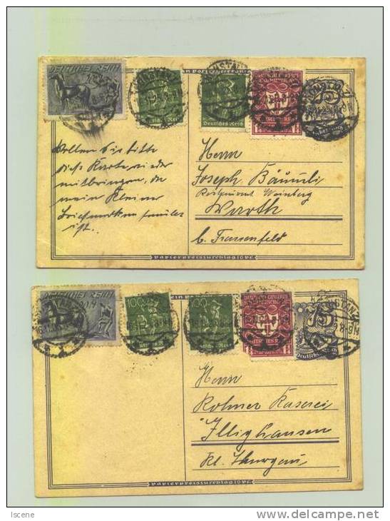 Lot De 2 Superbes Cartes - Bel Affranchissement Sur Entier Postal - Belles Oblitérations - De 1922 - Altri & Non Classificati