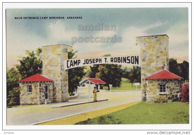 ENTRANCE To ROBINSON MILITARY CAMP~LITTLE ROCK ARKANSAS~c1940s Vintage Postcard ~US ARMY [v2819] - Little Rock