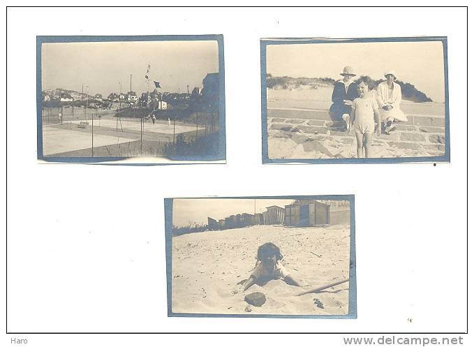 Aan De Kust - Lot Van 3 Foto´s 4,5 X 6,5 Cm  Duinbergen - Tennis 1924 (b100) - Plaatsen