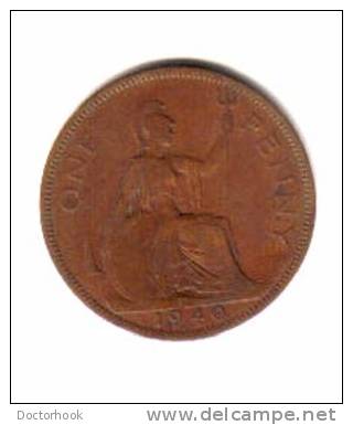 GREAT BRITAIN    1  PENNY  1940  (KM # 845) - D. 1 Penny