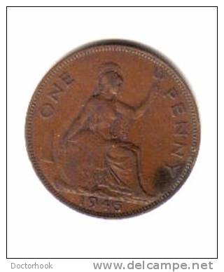 GREAT BRITAIN    1  PENNY  1945  (KM # 845) - D. 1 Penny