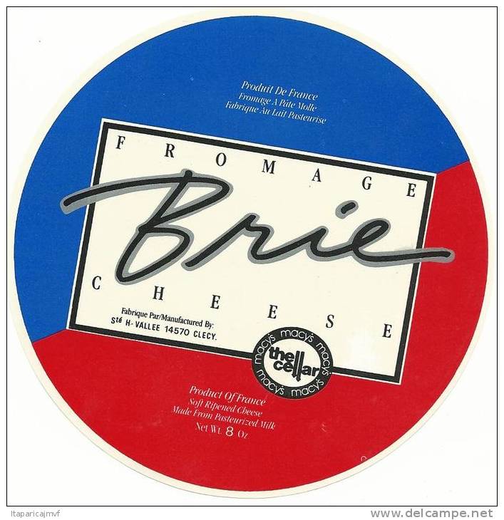 étiquette Fromage :  Brie  Bleu Blanc Rouge - Fromage