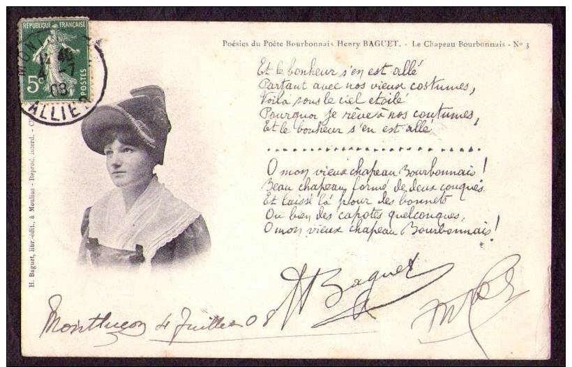 4977 Poésie Du Poète Henry Baguet Le Chapeau Bourbonnais - Editeur Baguet N°3 - Autres & Non Classés