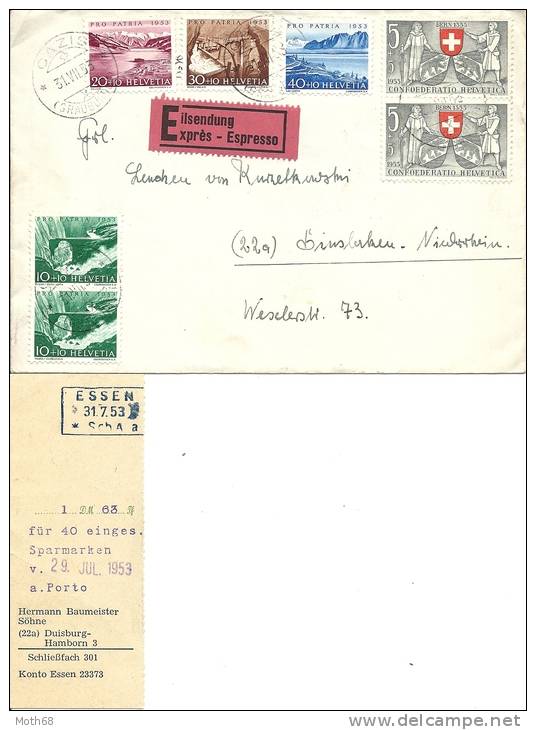 1953 Satzbrief Express Nach Deutschland Mit Inhalt.. - Storia Postale