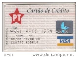 CC124 BRAZIL CARD BRADESCO VISA PT WORKERS PARTY  1980´S RARE - Tarjetas De Crédito (caducidad Min 10 Años)