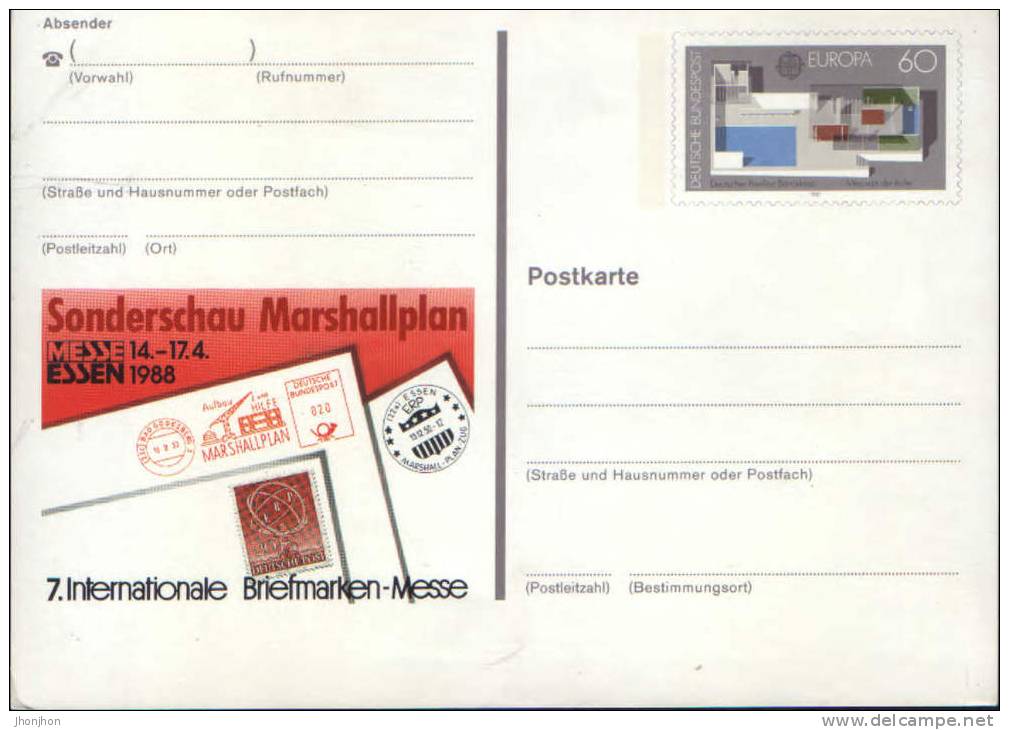 Deutschland-Postal Stationery Postcard 1987-Sonderschau Marshallpan-unused - Cartes Postales - Neuves