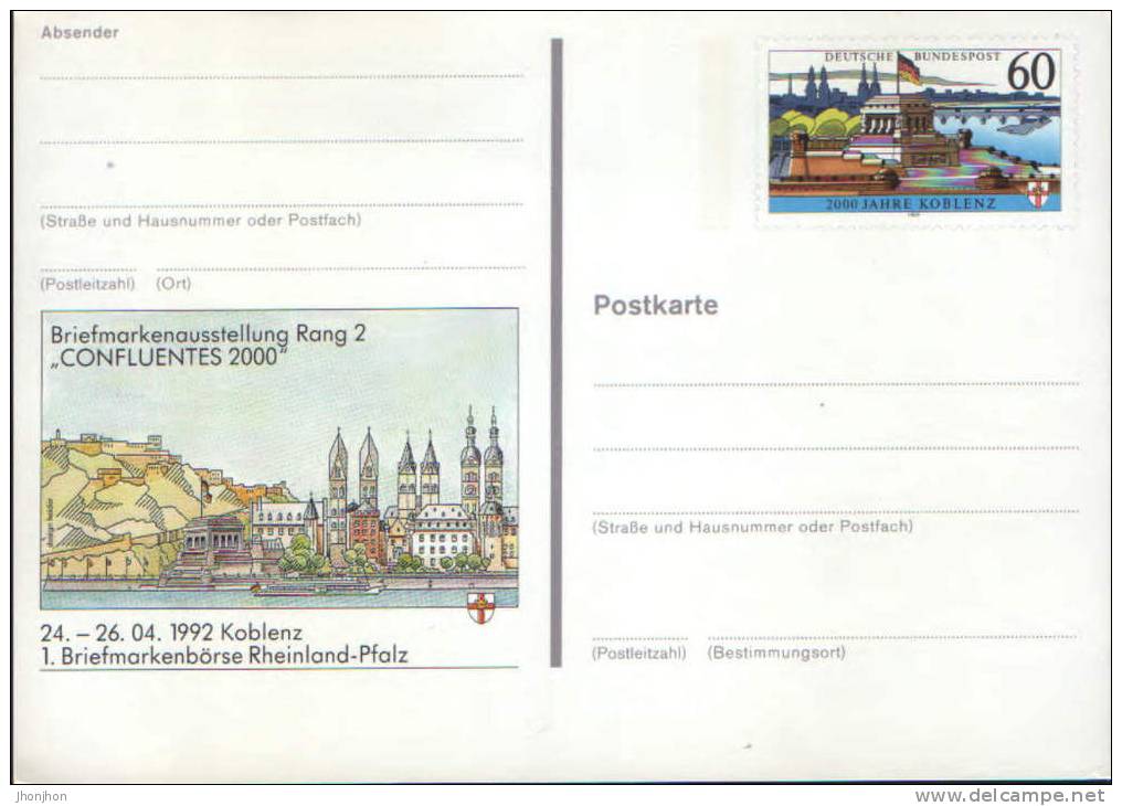 Deutschland-Postal Stationery Postcard 1992-200-Jahre Koblenz-unused - Cartes Postales - Neuves