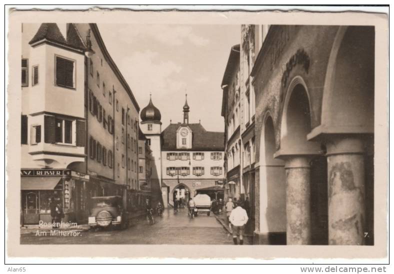 Rosenheim Germany, Am Mittertor Street Scene, Business Store Fronts, C1930s Vintage Real Photo Postcard - Rosenheim