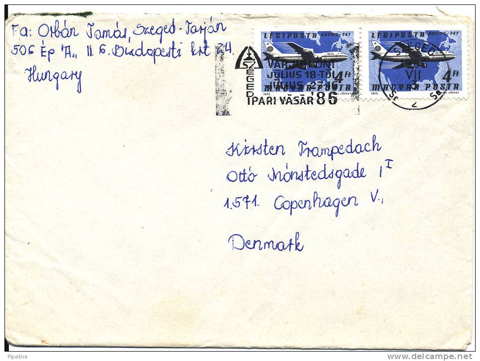 Hungary Cover Sent To Denmark 3-7-1986 - Brieven En Documenten