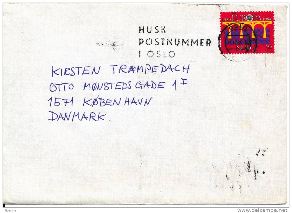 Norway Cover Sent To Denmark 21-12-1984 - Lettres & Documents