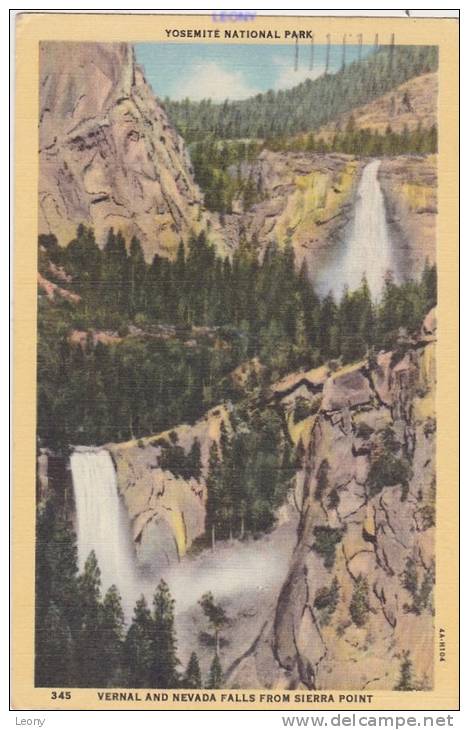 CPSM 9X14 De YOSEMITE NATIONAL PARK - VERNAL AND NEVADA FALLS FROM SIERRA POINT -1950 - Yosemite
