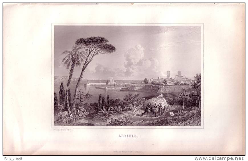 1848 - Gravure Originale Sur Acier De Rouargue - Antibes - FRANCO DE PORT - Estampes & Gravures