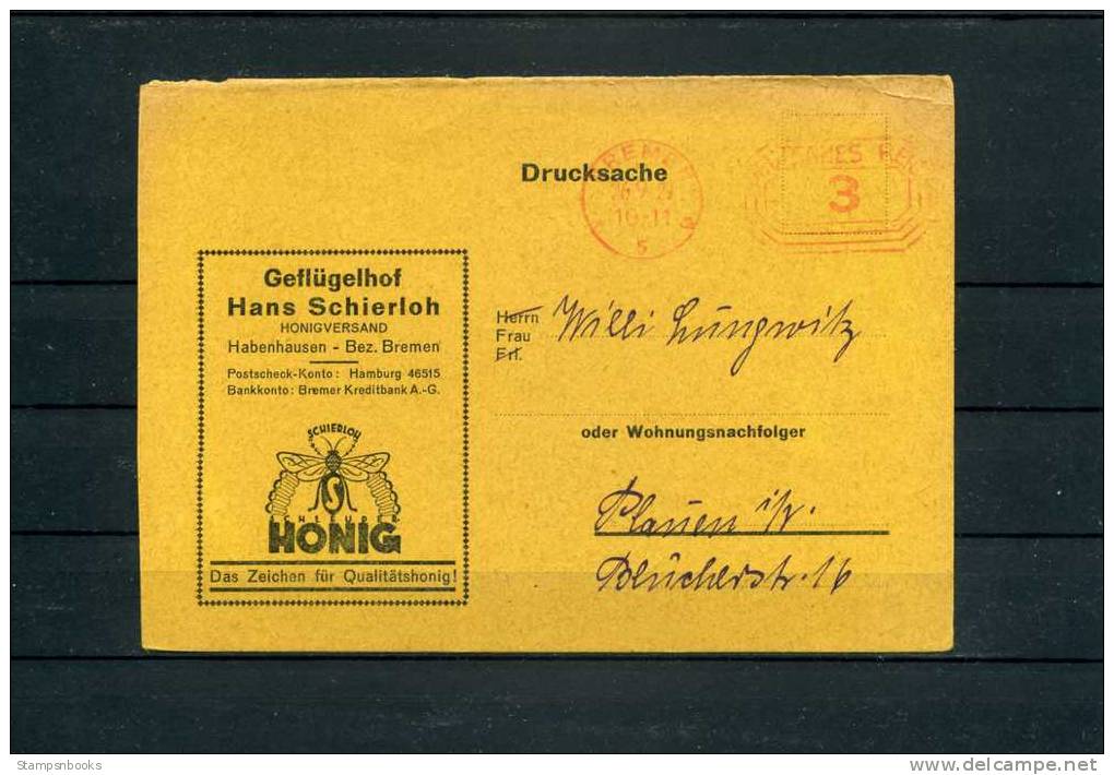 1939 Germany Berlin Tempelhof Eduard Linhoff Eagle Meter Freistempel Postcard - Briefe U. Dokumente