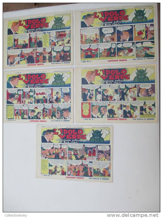 Fumetti L'idolo Verde (avventura Poliziesca Di Bob Star) Serie Completa N° 1/5 - Anno 1936 - Casa Editrice G. Nerbini - Comics 1930-50