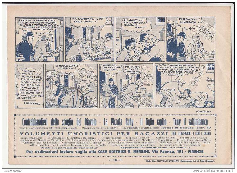 Fumetti L'idolo Verde (avventura Poliziesca Di Bob Star) Solo Il N° 1 - Anno 1936 - Casa Editrice G. Nerbini - Clásicos 1930/50