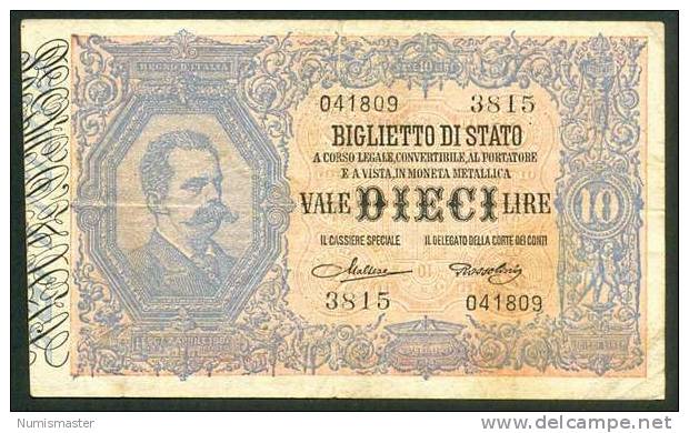 ITALIA , 10 LIRE 19.5.1923. , MALTESE - ROSSOLINI - Italia – 10 Lire