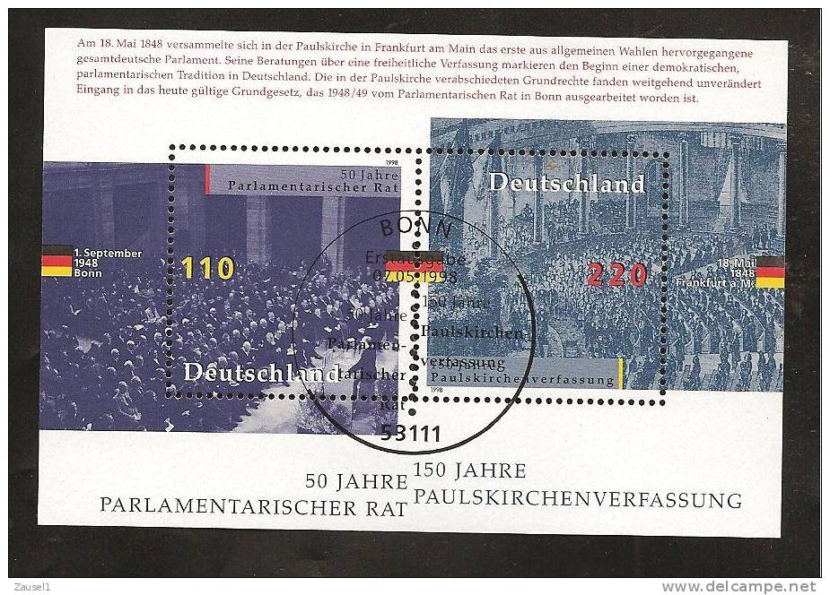 Block 43 1998 Mit Ersttagsstempel - Gebraucht