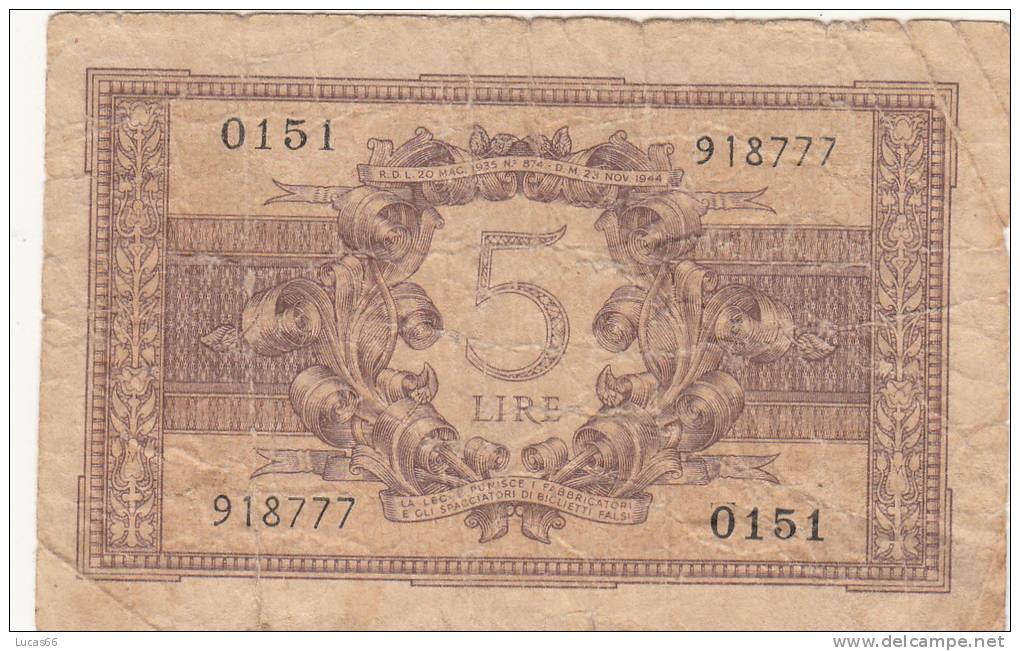 LUOGOTENENZA ITALIA 1944 - 5 LIRE E 10 LIRE - CONDIZIONI COME DA FOTO - Italia – Collections