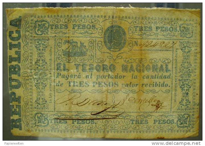 Paraguay - Tres (3) Pesos N.D. (1865) (WPM 23) - Paraguay