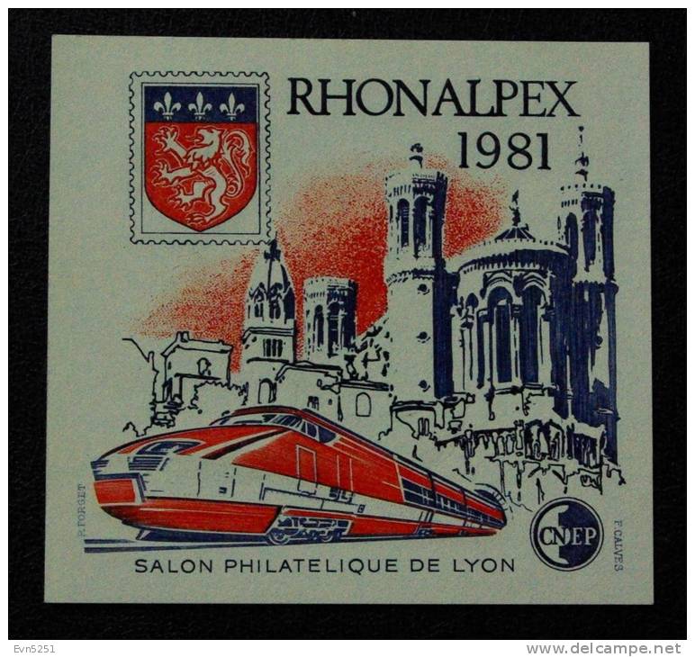Feuillet-Souvenir CNEP : RHONALPEX 1981 (Train / Tunnel) - CNEP
