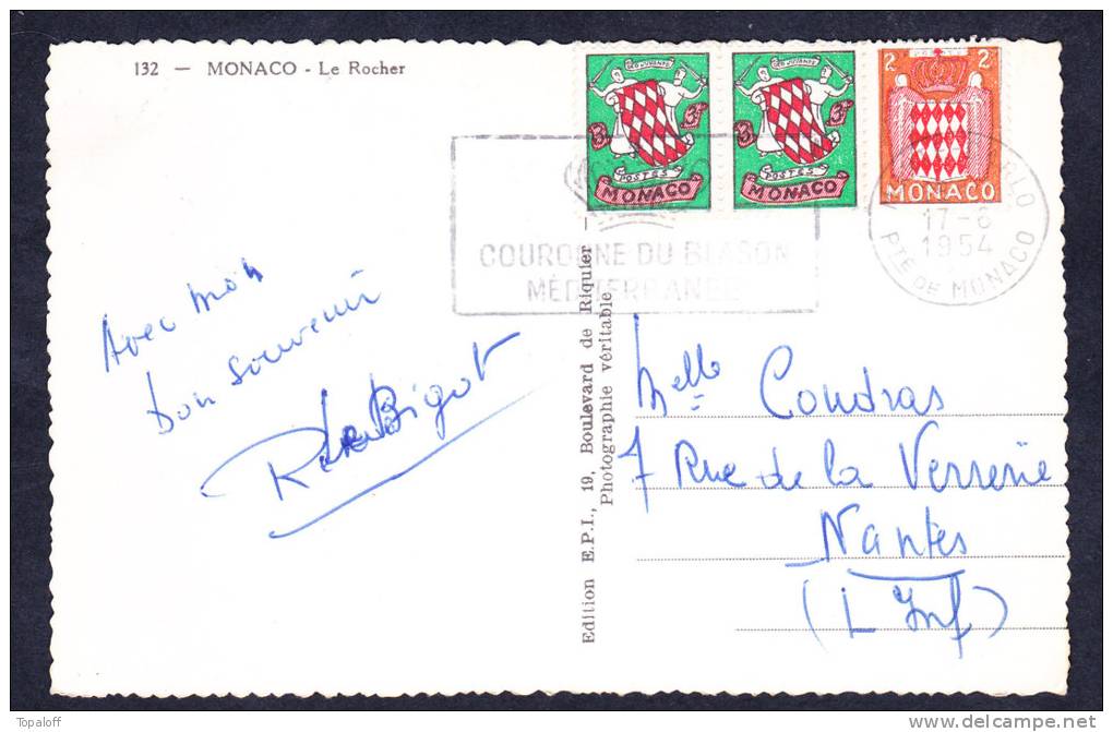 132   MONACO  Le Rocher    "1954" - Palais Princier