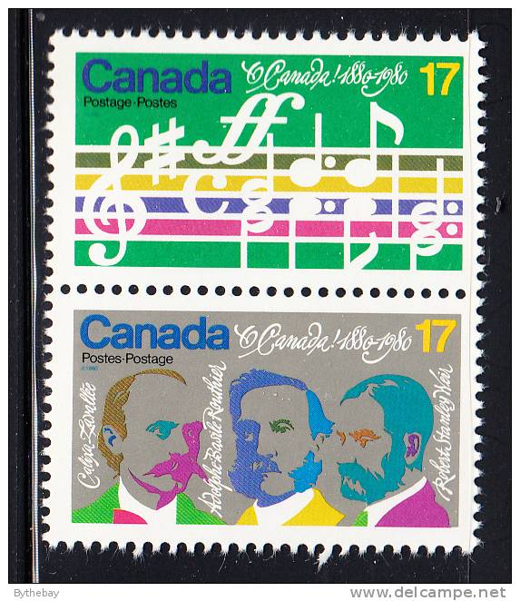 Canada MNH Scott #858a Vertical Se-tenant Pair 17c Opening Music, Composers - O´Canada Centenary - Neufs