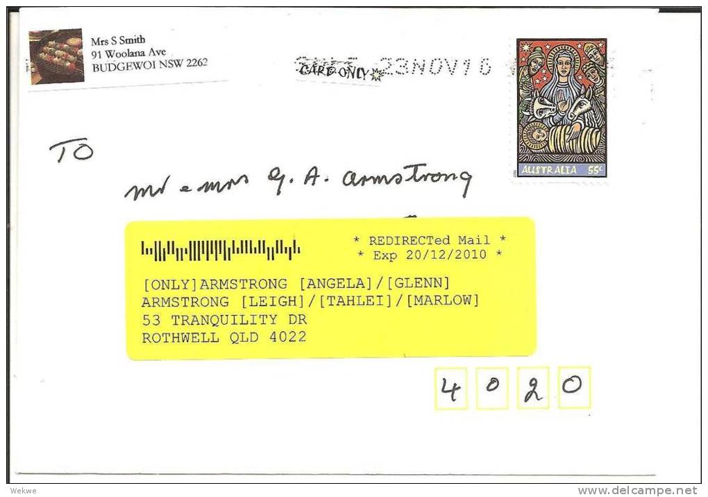 AUS291 / Nachgesandte Post (re-directed Mail) 2010. Weihnachten/X-mas. - Covers & Documents